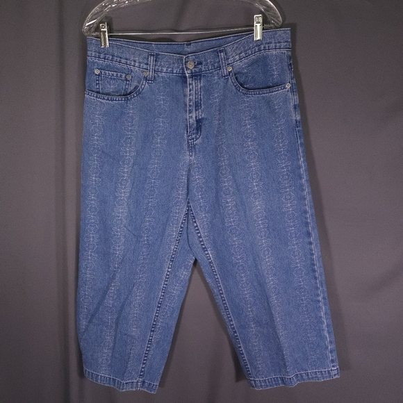 Vintage‎ Womens Levi's Capris Med Wash Denim Floral 100% Cotton Size 14 MIS - Picture 1 of 10